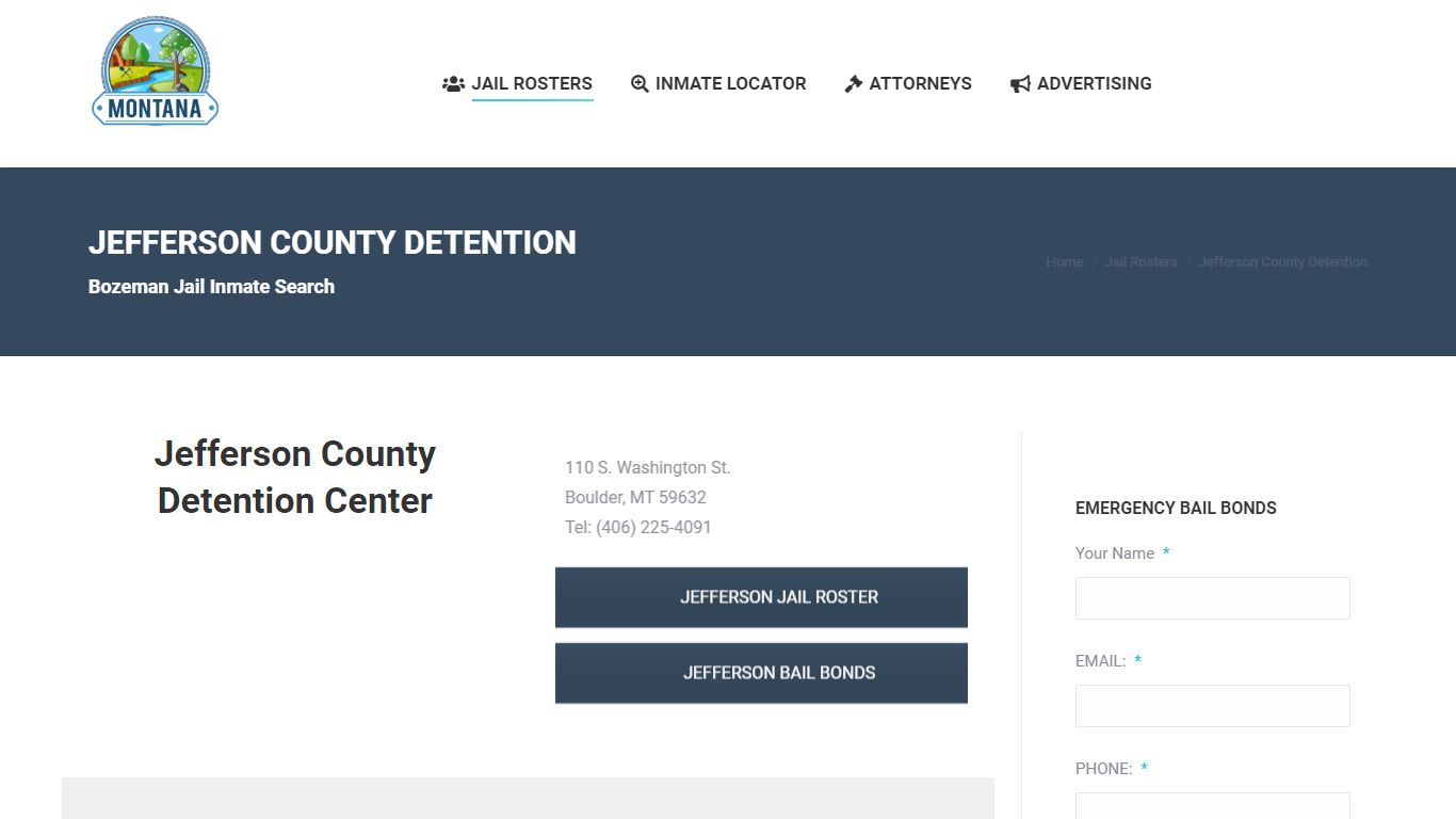 Jefferson County Jail Roster | Boulder MT Detention Center ...